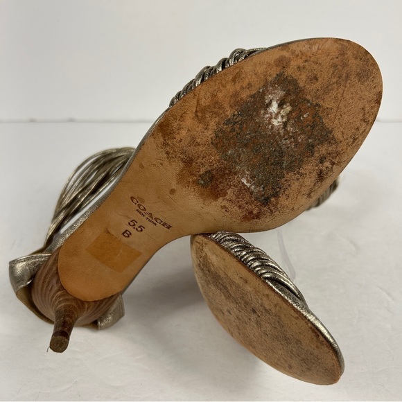 Coach Metallic Silver Strappy Heels - Picture 7 of 9